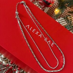 By Alexa Rae December Mystery Box Multi Layer Silver Rhinestone Necklace NWT